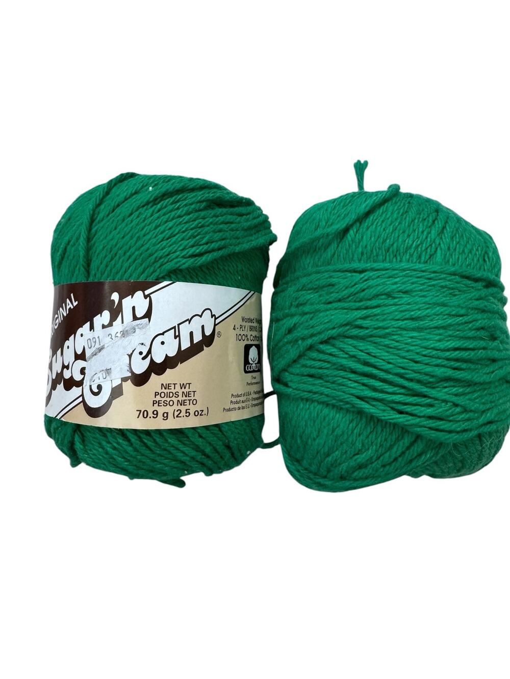 LILY Sugar N Cream Cotton Yarn in Emerald Green 2  Skeins NEW #26542 Made in USA